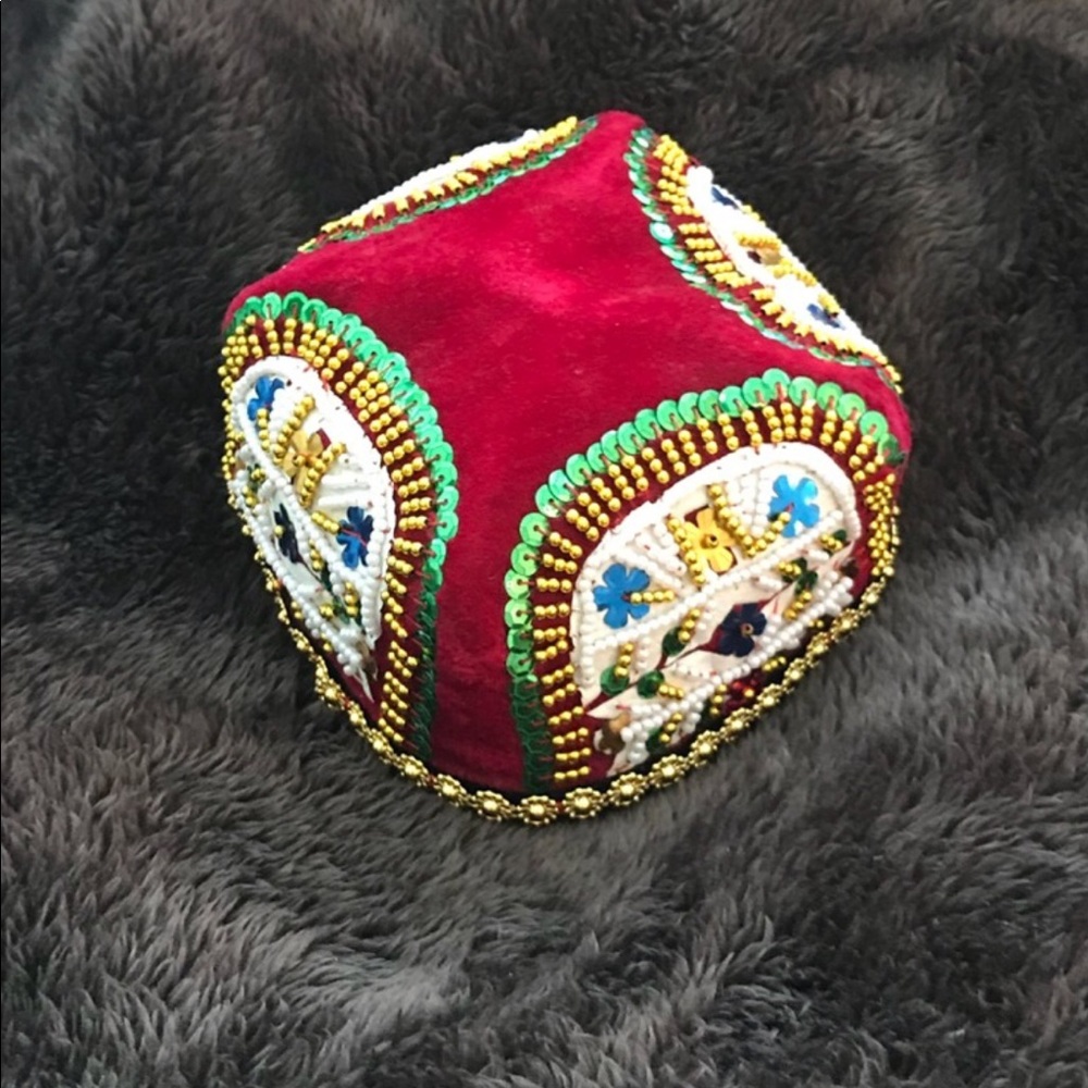 Oriental Skull Cap Handmade Asian sequins beads hand made unisex